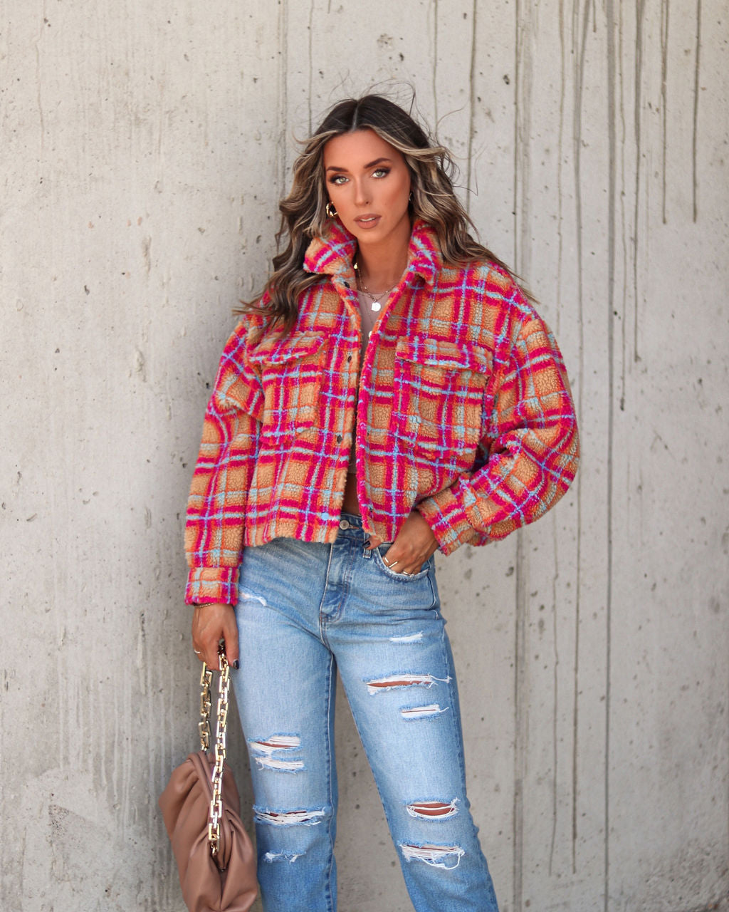 Murphy Plaid Teddy Jacket - Se7enfashion