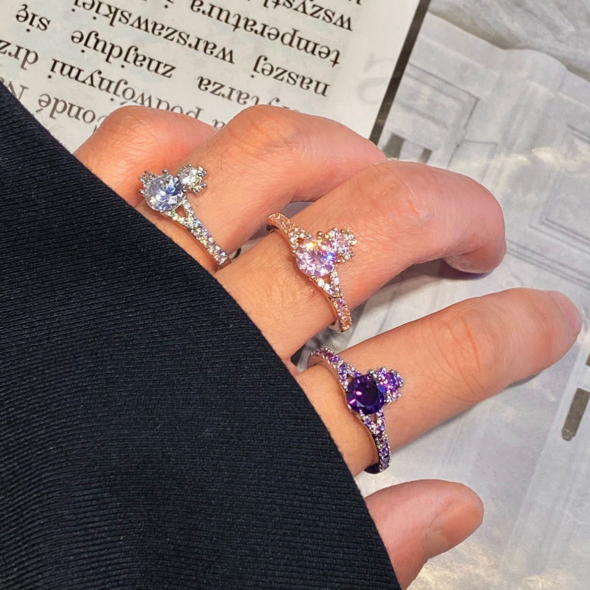 Vivienne Westwood Colorful Diamond Saturn Ring - Original Replica Club