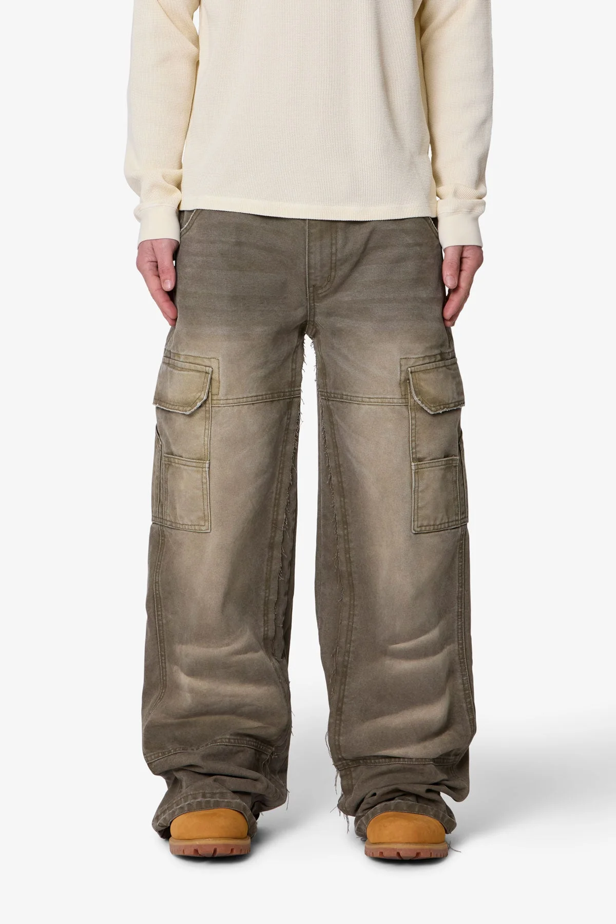 Double Knee Cargo Pants - Olive