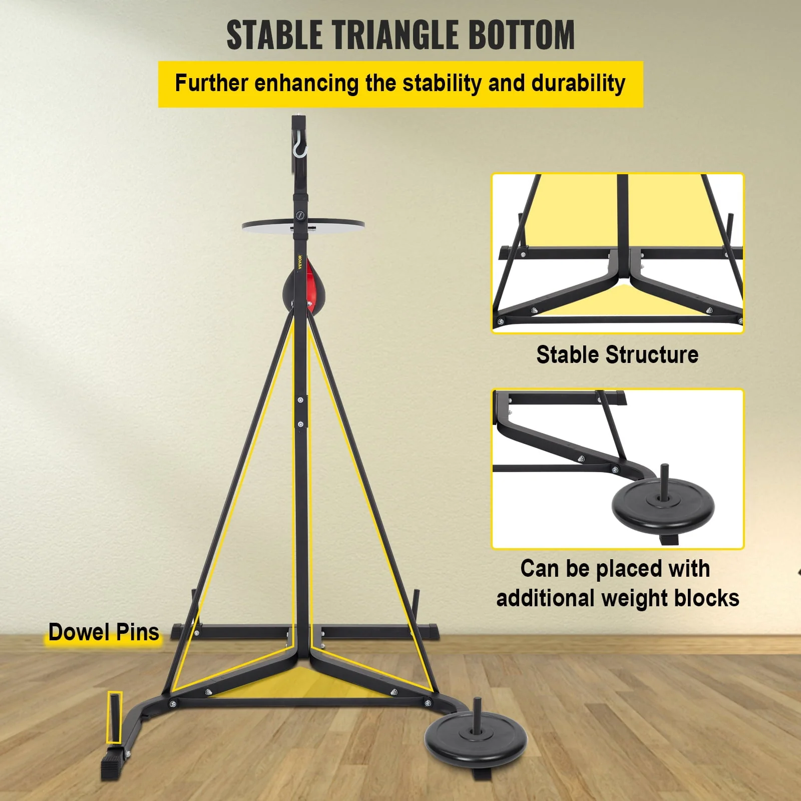 VEVORbrand Free Standing Punching Bag Stand, Unisex Boxing Set, Foldable Single Station Heavy Bag Stand, Punching Ball, Boxing Punching Speed Ball, Boxing Bag with Boxing Rack, for Training - Image 6