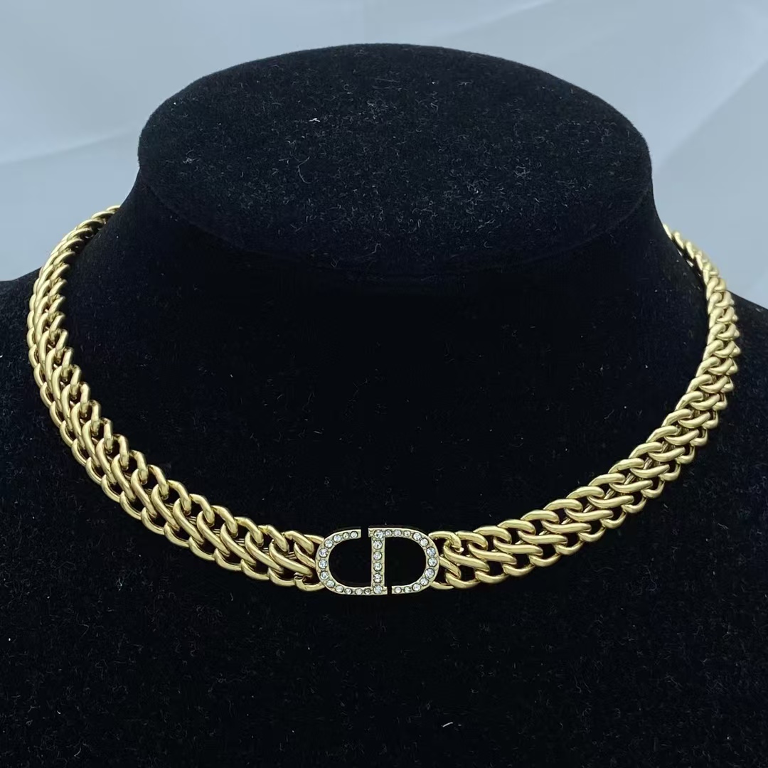 Dior CD Pendant Chunky Cuban Chain Choker Necklace - Original Replica Club