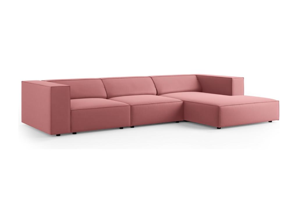 Sancaldeco - Sofá esquinero derecho Sancaldeco 4 plazas de terciopelo salmón - 284x166x70cm 48656HXQR