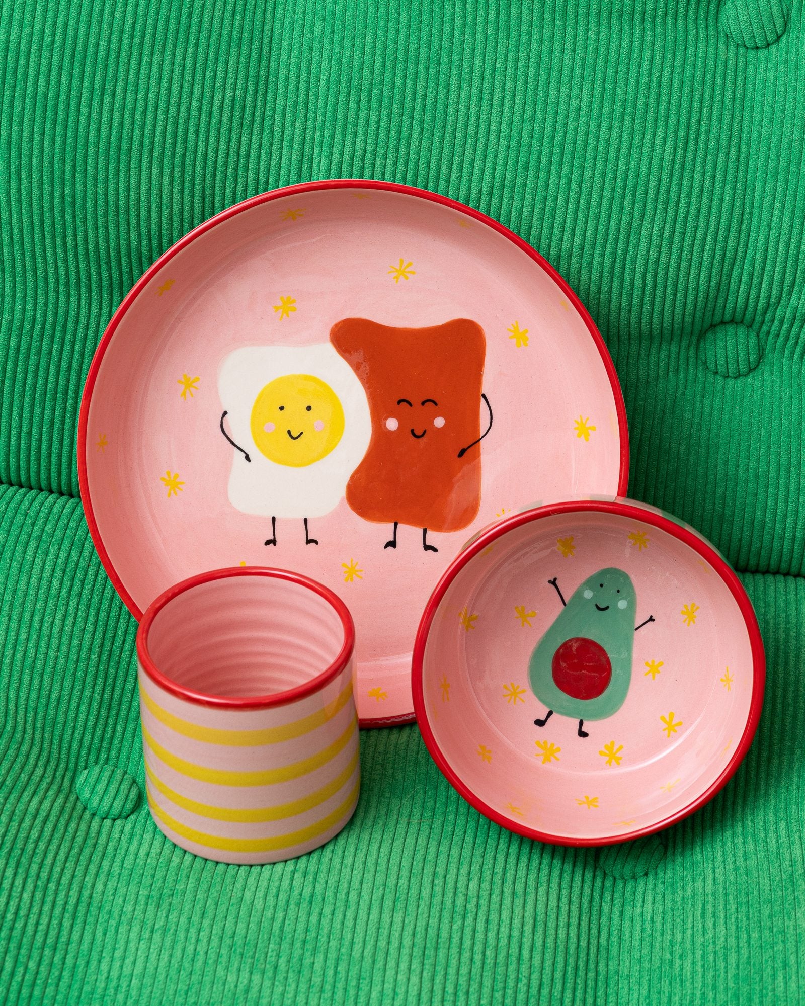 Miio Miini Geschirr-Set rosa rot 3-teilig