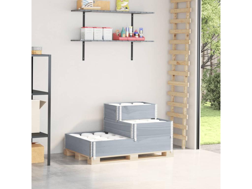 Arriate Decoromantico levado de 3 niveles madera maciza pino gris 120x80 cm