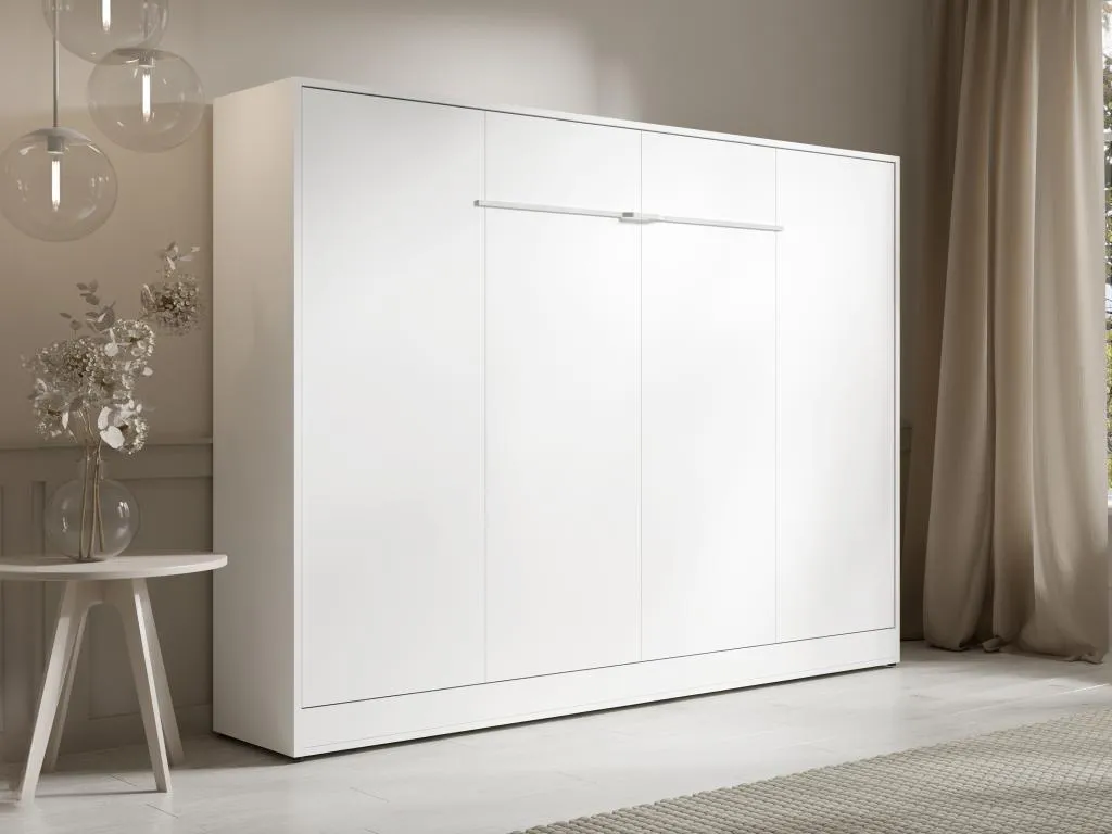 Cama abatible 140x200 cm - Apertura horizontal manual - Con luces LED - blanco - Mueblesclasic