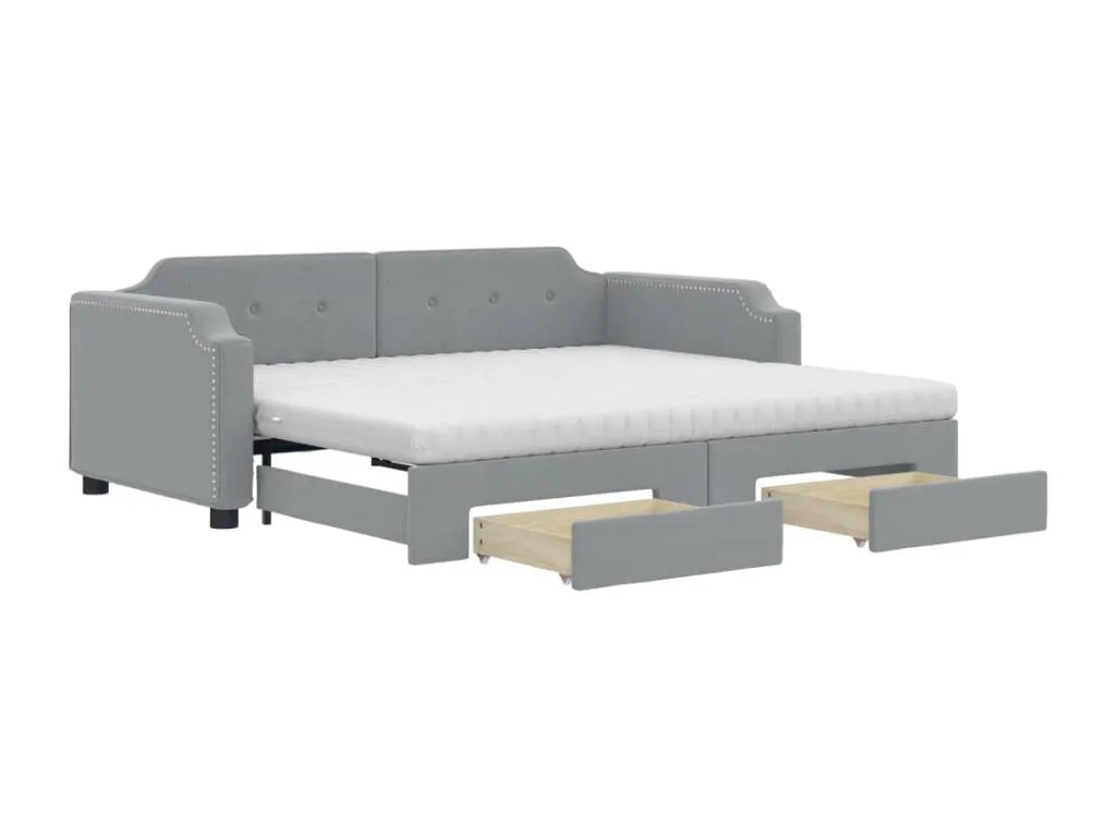 Sofá cama Homepleno con cajones tela gris claro 80x200 cm ghre71998