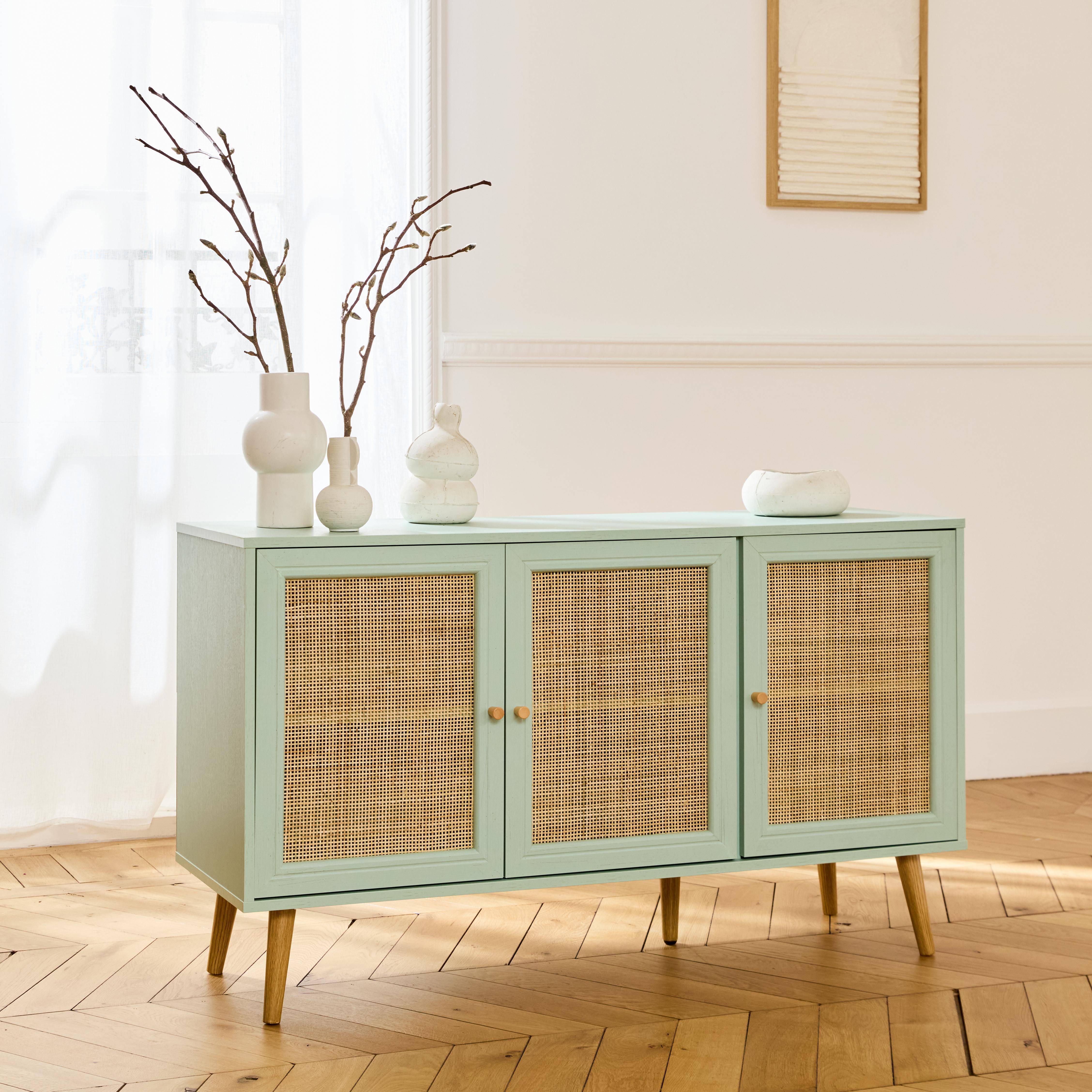 Boheme - Aparador 3 puertas de caña, 120cm