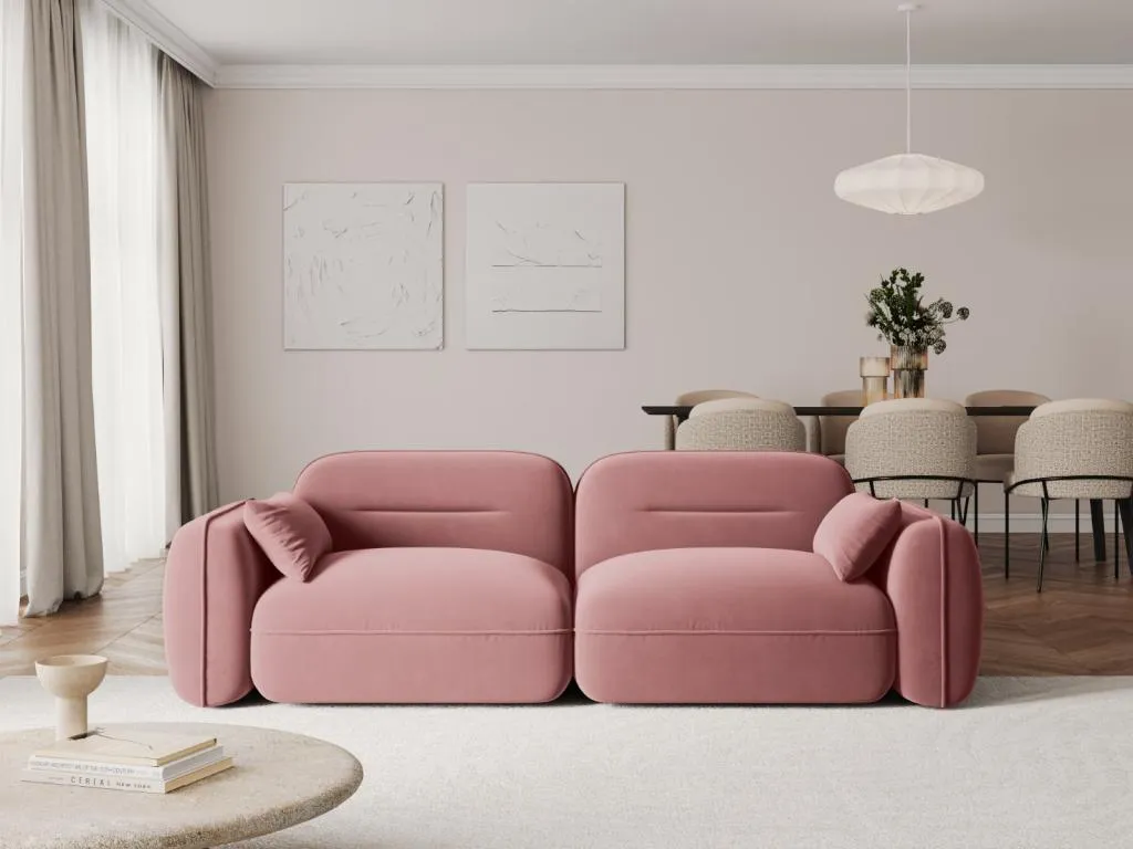 Hogarsens - Sofá modular Hogarsens 3 plazas de terciopelo salmón - 230x90x70cm
