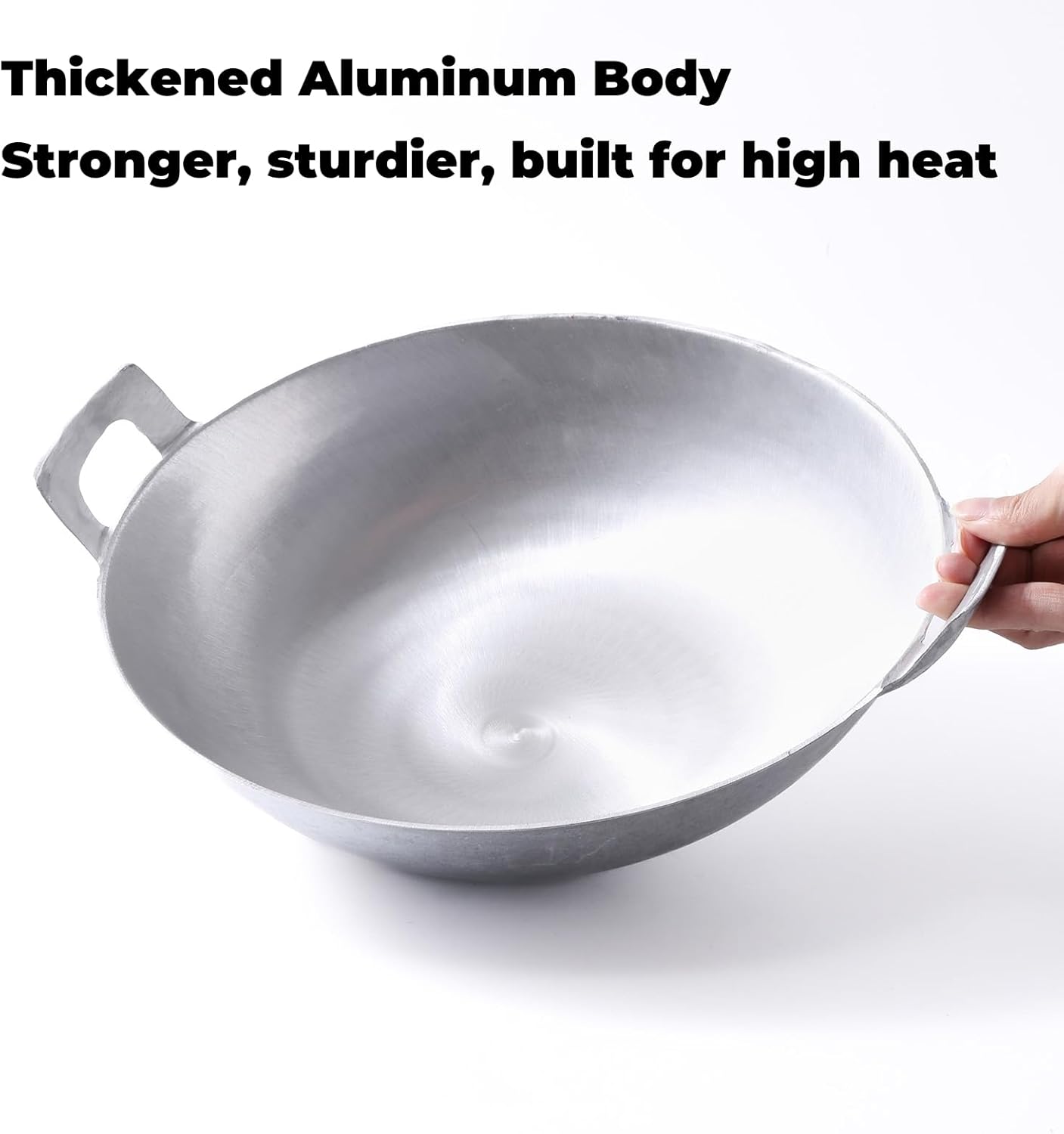 Kawali Filipino Wok - 13 Inch Aluminum Double-Handle Deep Round-Bottom Pan for Pancit, Stir-Fry & Shallow Frying – Traditional Filipino Cookware, Gas & Outdoor Burner Friendly