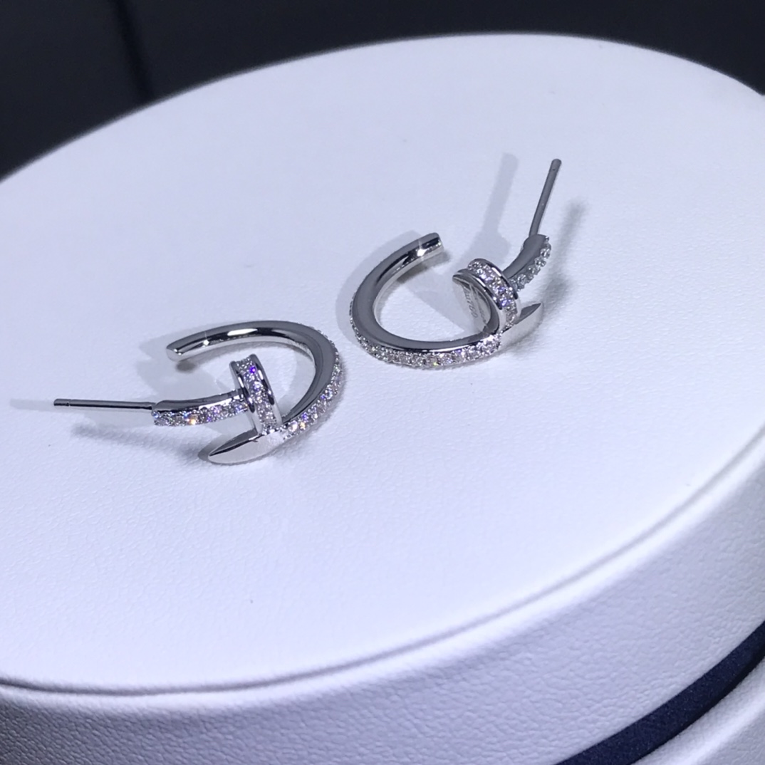 Cartier Juste un Clou Hoop Earrings, Small Model, Full Diamond Paved - Original Replica Club