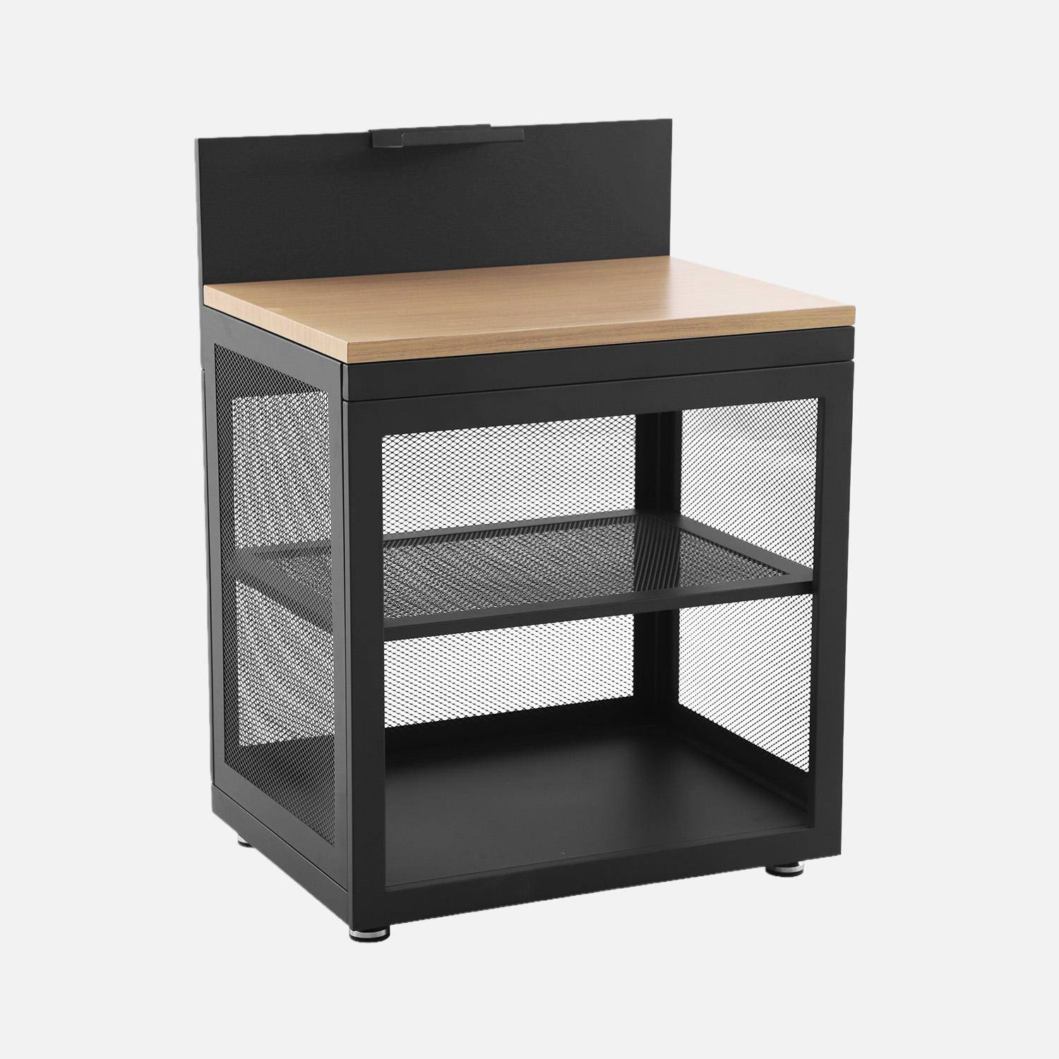 Milos - Cocina exterior de acero y decoración de madera 1 estante, 80cm