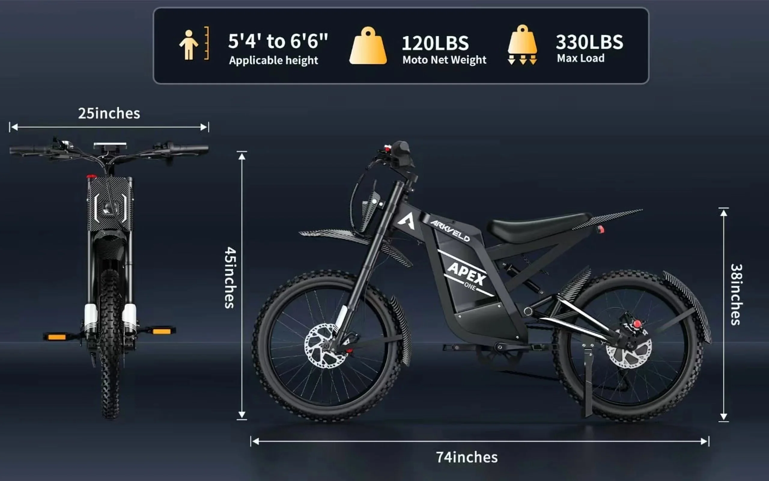 Arkveld Adult Electric Fat Tire Bike, 3000W, 40 MPH, 80 Miles, 25 inch, White - APEX1 - Image 9 Arkveld Adult Electric Fat Tire Bike, 3000W, 40 MPH, 80 Miles, 25 inch, White - APEX1 - Image 9