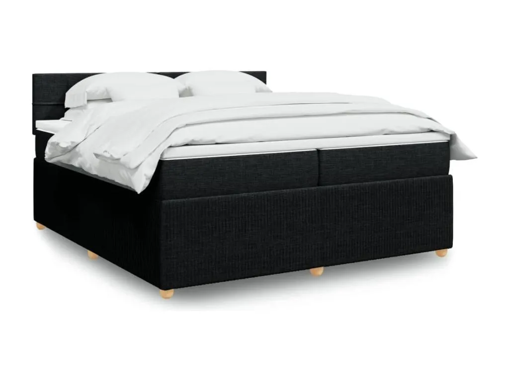 Cama box spring con colchón tela negro 200x200 cm ulo3520937