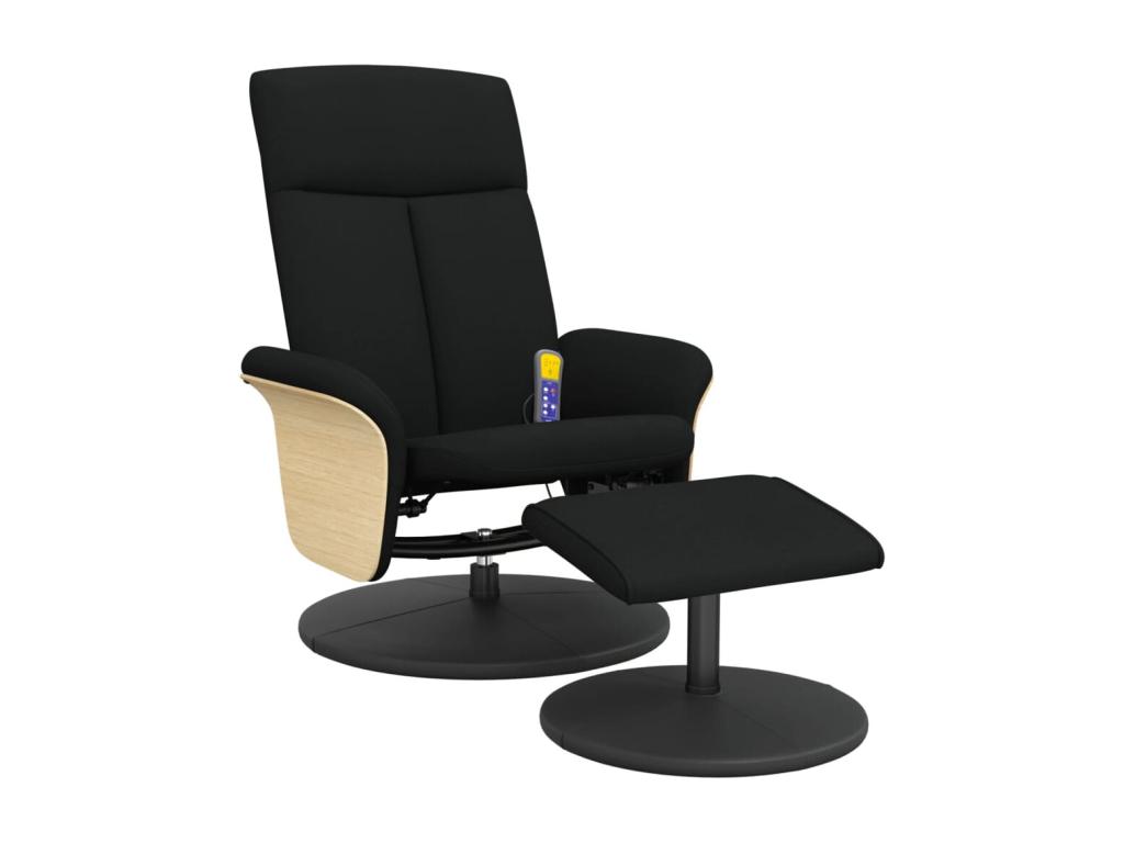 Sillón reclinable de masaje con reposapiés tela negro