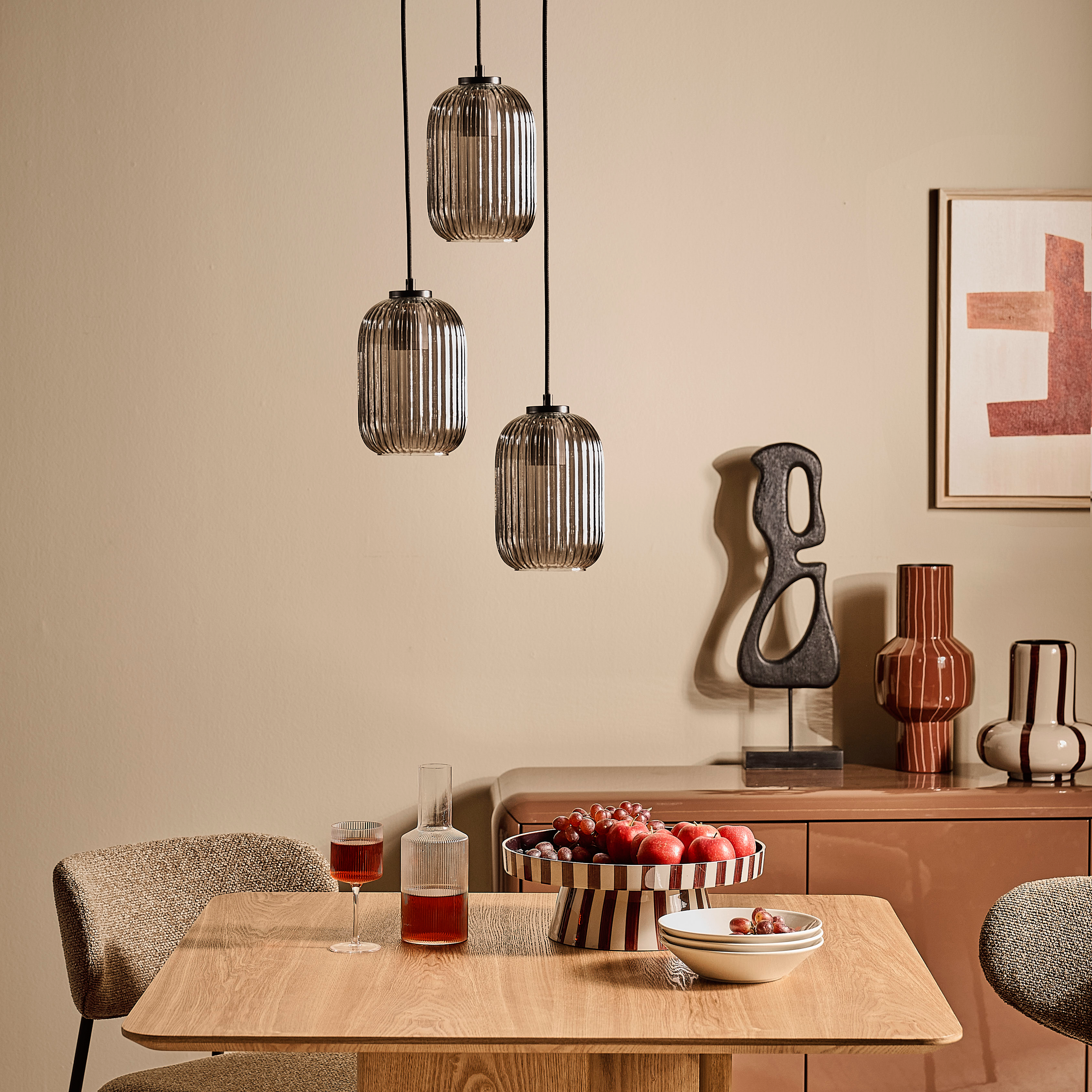 Blokker Ribba Hanglamp - 3 Lichts - Smokey Glas