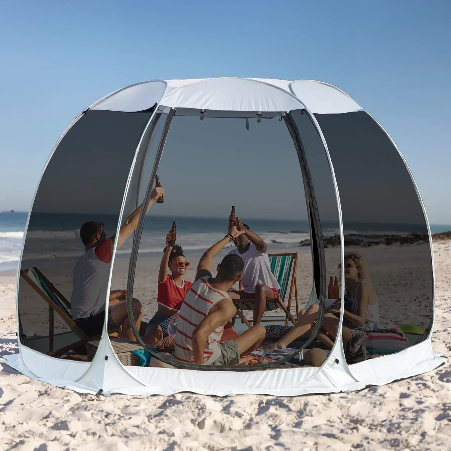 Screen gazebo sleeps 6-10-15 people Igloo-style canopy tent mosquito net on the sides Perfect