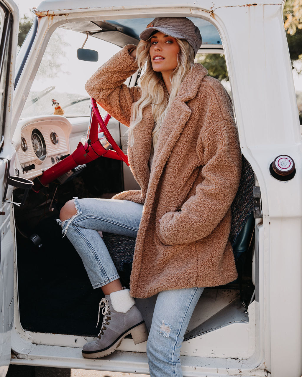 Melbourne Pocketed Teddy Coat - Camel - Se7enfashion