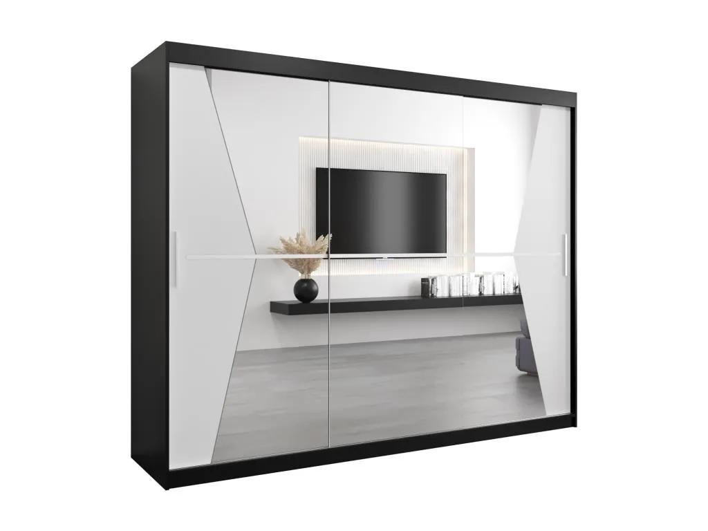 Armario Banakdecoracion de puertas correderas 200/250/62 3 puertas (negro/blanco) YSBD37221