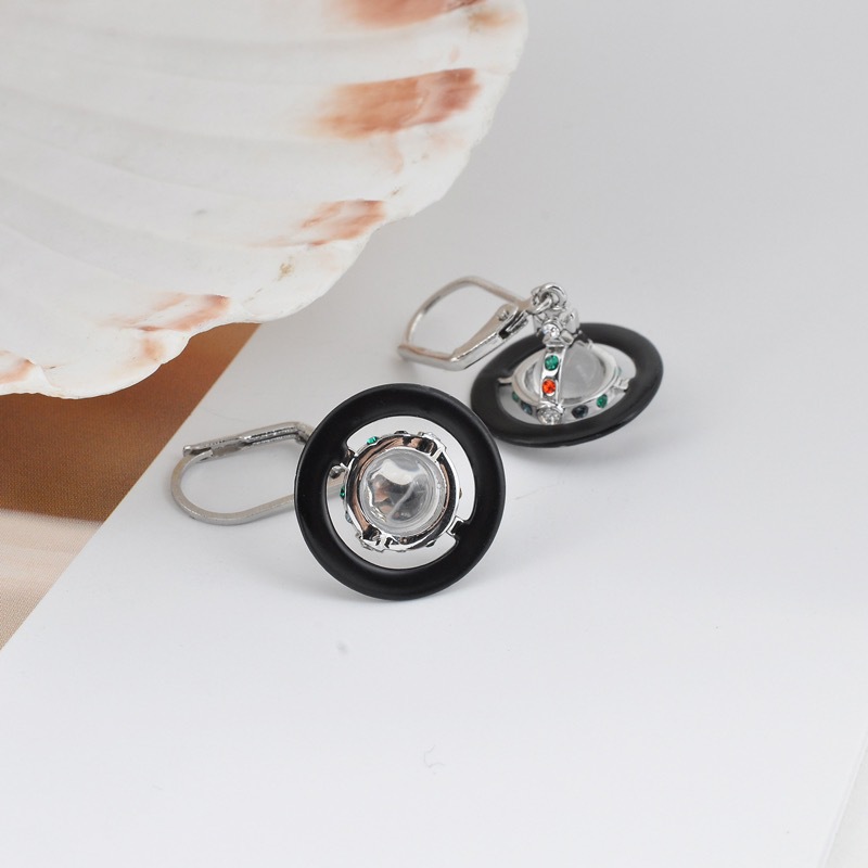 Vivienne Westwood Enamel Pink Blue Black Saturn Earrings - Original Replica Club