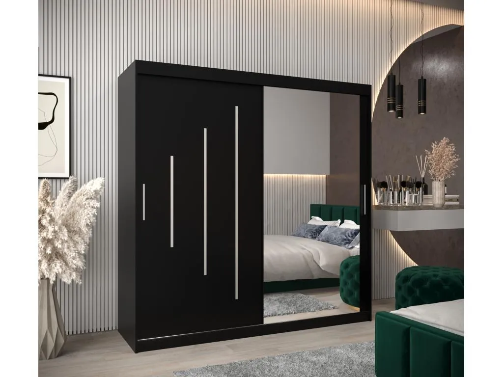 Armario Nidovia puertas correderas 200/200/62 2 puertas negro/negro lrm3446989