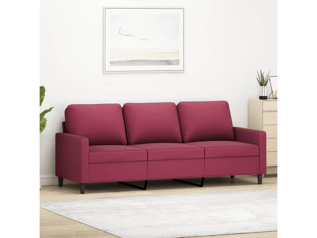 Sofá de 3 plazas de terciopelo rojo tinto 180 cm
