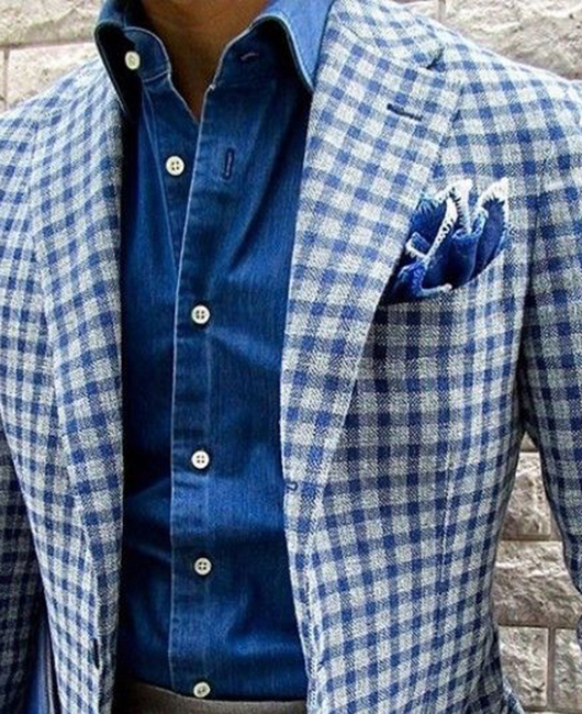 Business Casual Notch Lapel Single Breasted Pockets Plaid Blazer