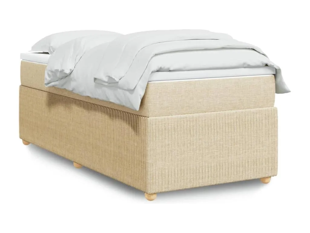 Cama box spring con colchón tela color crema 100x200 cm uhk3520263