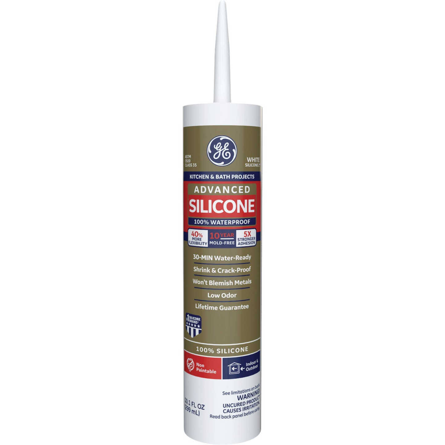 GE Advanced Silicone 2 Kitchen Bath Sealant - White - 10.1 oz