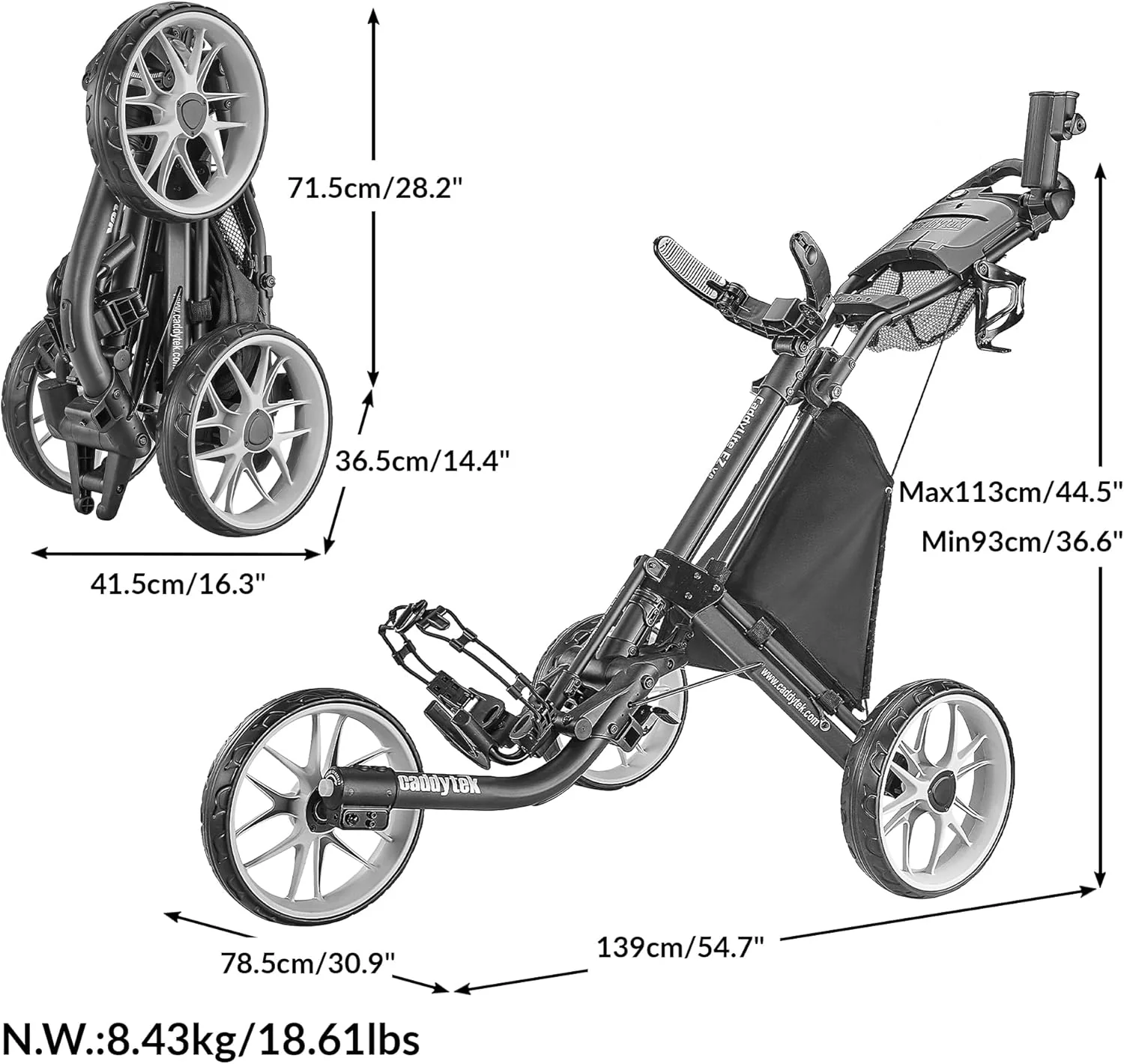3-Wheel Foldable Golf Push Cart With Foot Brake - CaddyLite EZ V8 - Image 18 3-Wheel Foldable Golf Push Cart With Foot Brake - CaddyLite EZ V8 - Image 18