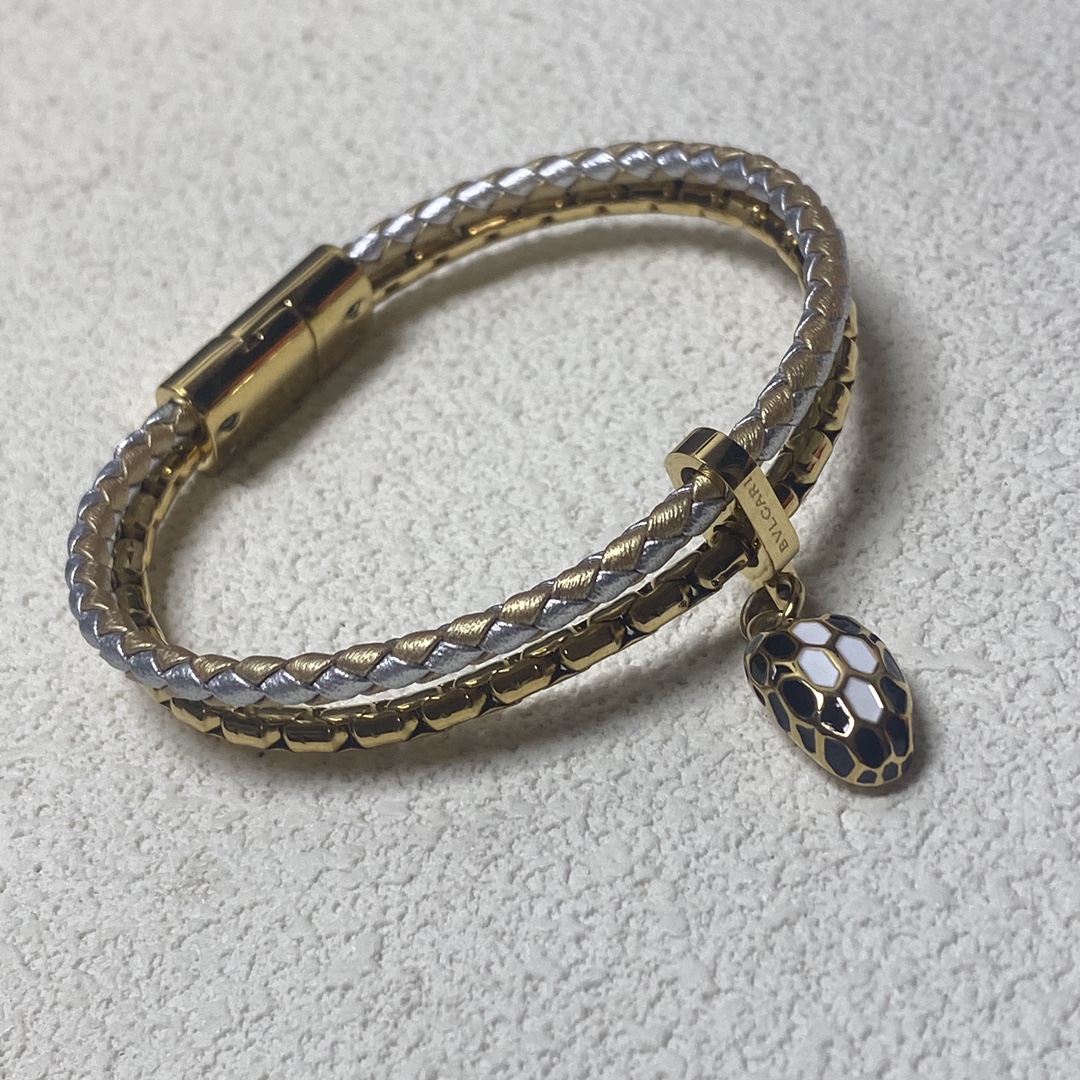Bvlgari Two Layers Serpenti Viper Bracelet with Snake Head Charm - Original Replica Club