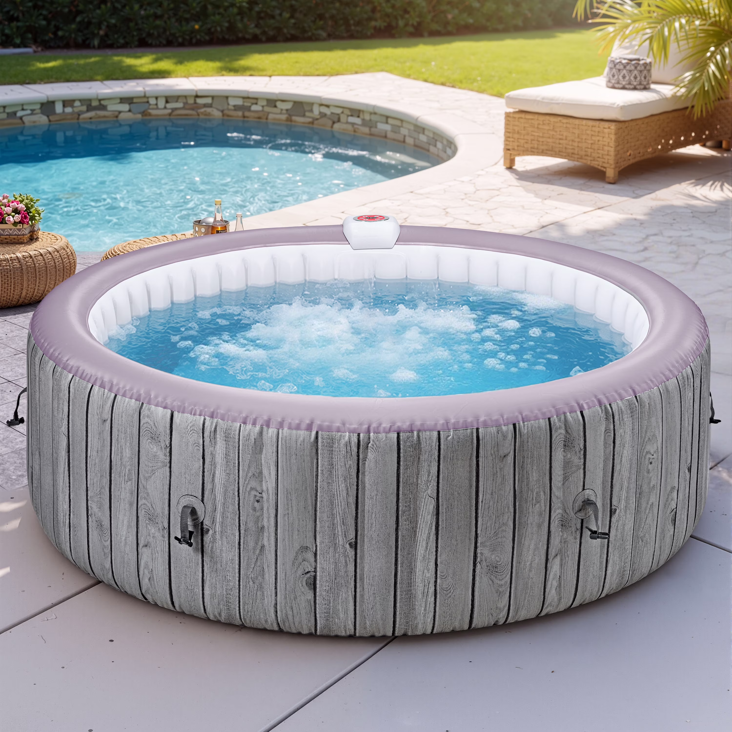 SEGMART 4-6 Person Inflatable Hot Tub Spa with 130 Jets, 82" Outdoor Spa Blow Up Hottub, Outdoor Portable Hottub with Insulated Cover, Floor Protector - Image 3