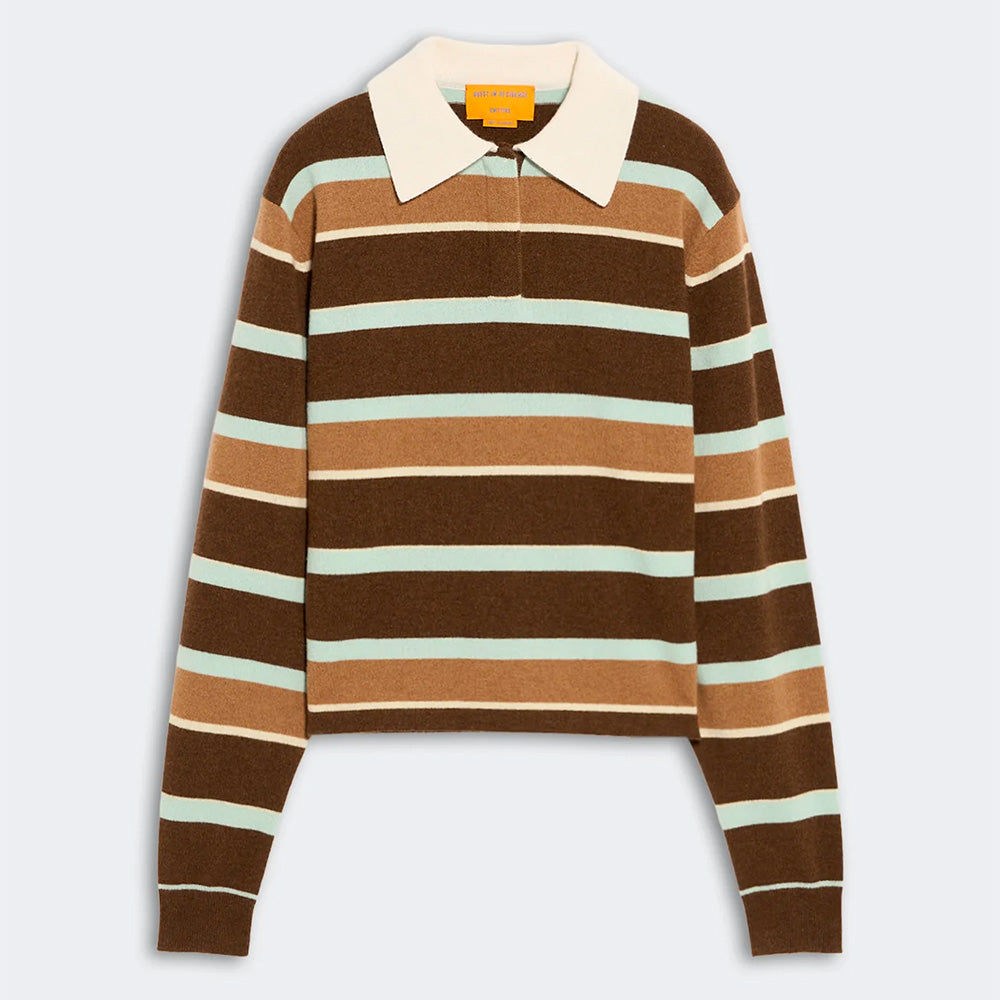 Guest In Residence - Polo Cropped Rugby Rayé - Chestnut Combo
