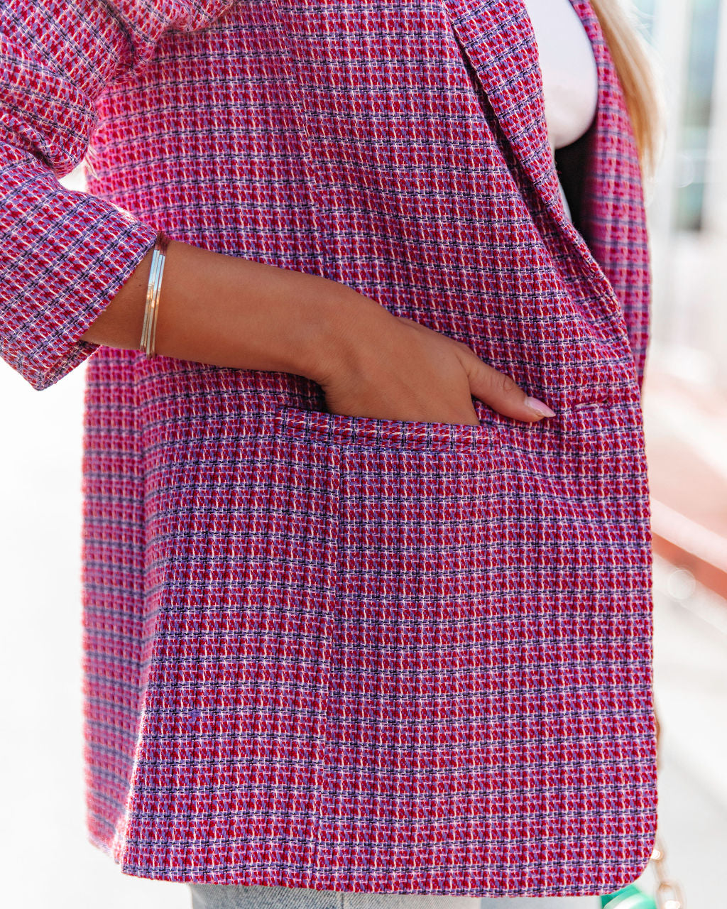 Elizabeth Textured Pocketed Blazer - Se7enfashion
