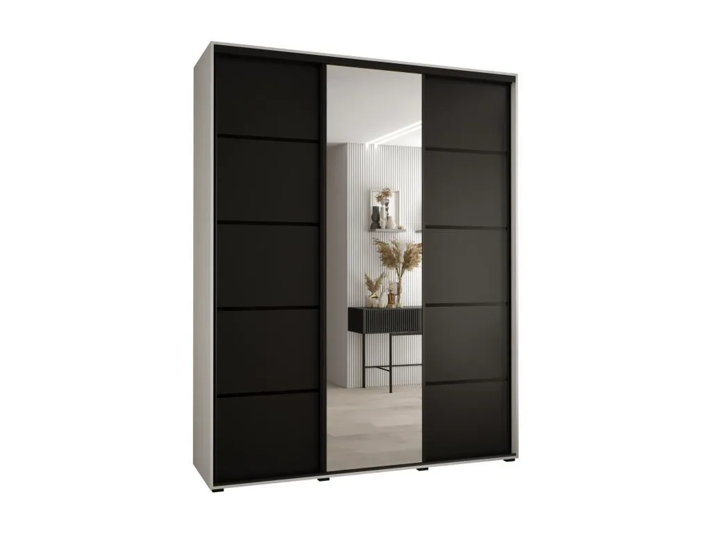 ARMARIO Alkihogares 5 DE PUERTAS CORREDERAS 235.2/180/60 3 puertas (Blanco/Negro/Negro)