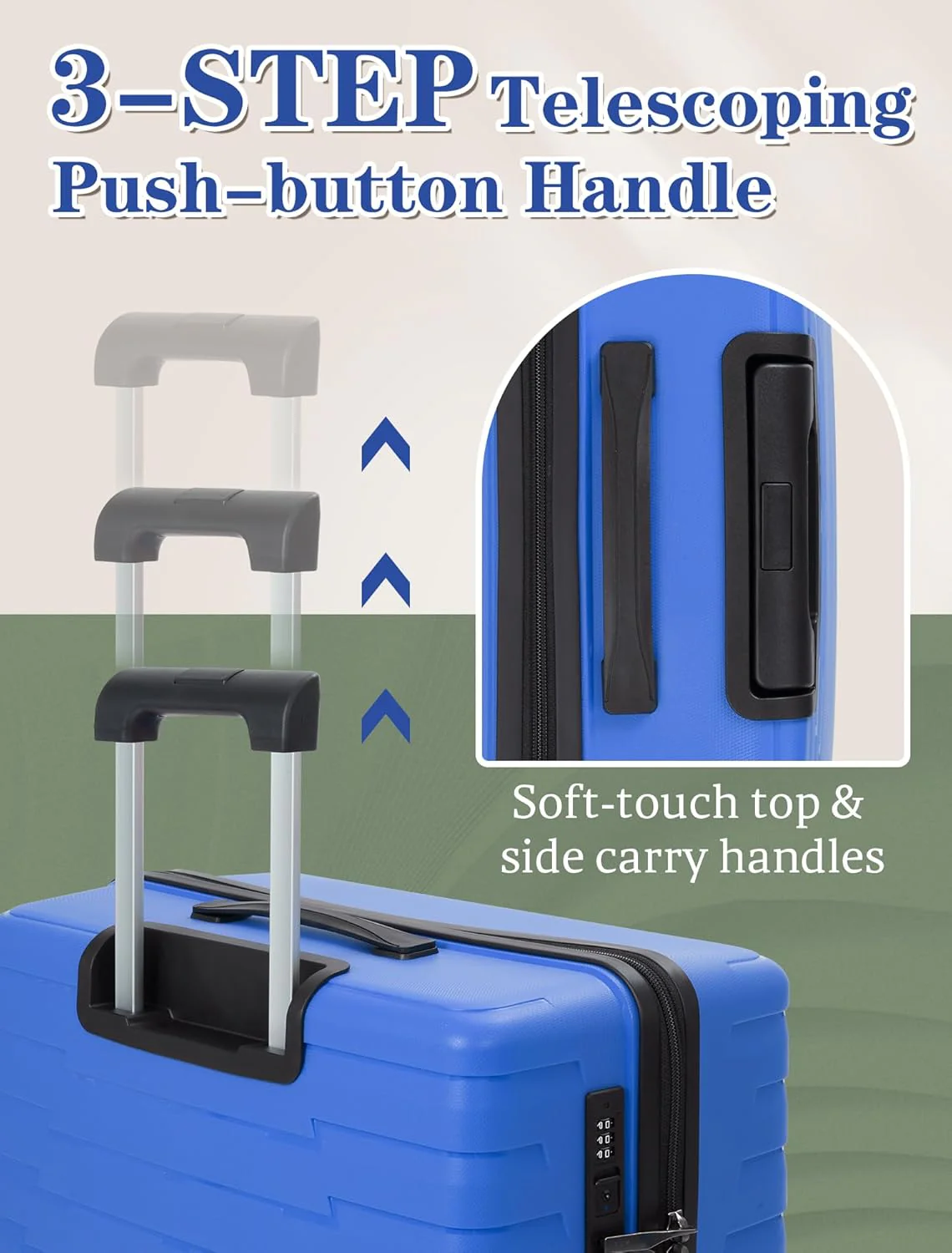 5-piece luggage set with wheels, ABS hardshell suitcase with spinner wheels