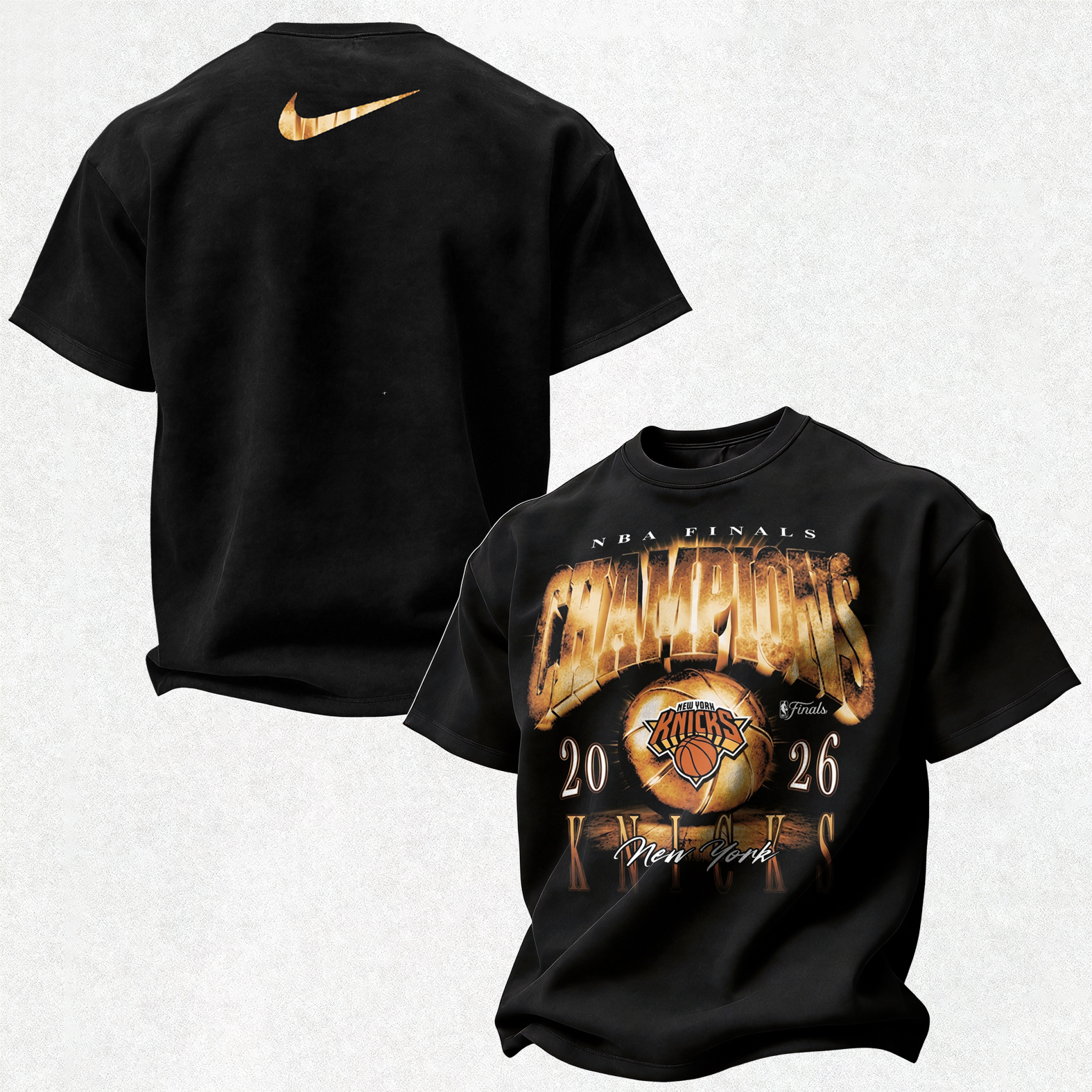 Retro Basketball Champions 2026 Typography Printed Unisex Oversized T-shirt