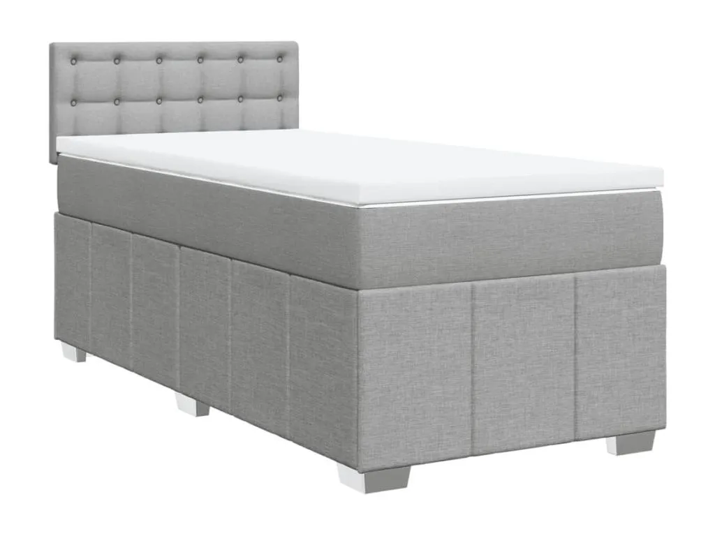Cama box spring con colchón tela gris claro 100x200 cm kdn3518780