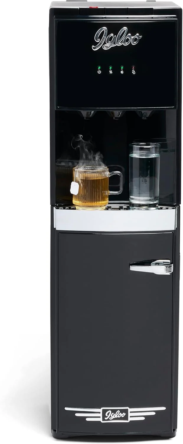 Igloo Top Loading Water Cooler Hot Cold Dispenser Black Stainless Steel