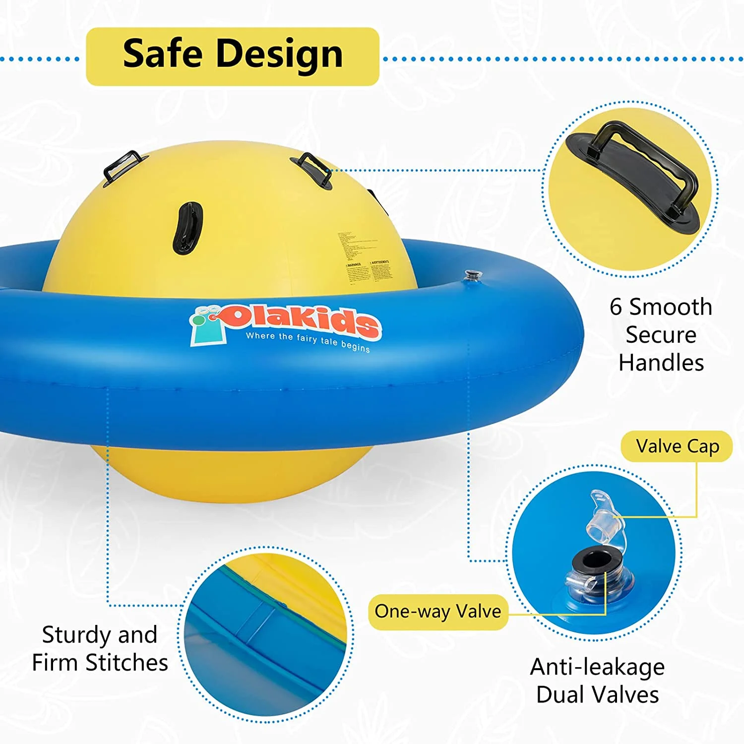 OLAKIDS 8FT Inflatable Dome Rocker Bouncer, Outdoor Kids Giant Roll and Play Seesaw Rocker with 6 Secure Handles, Max Weight 250 LBS, Toddlers Climbing Toy Backyard Play Center Equipment - Image 25