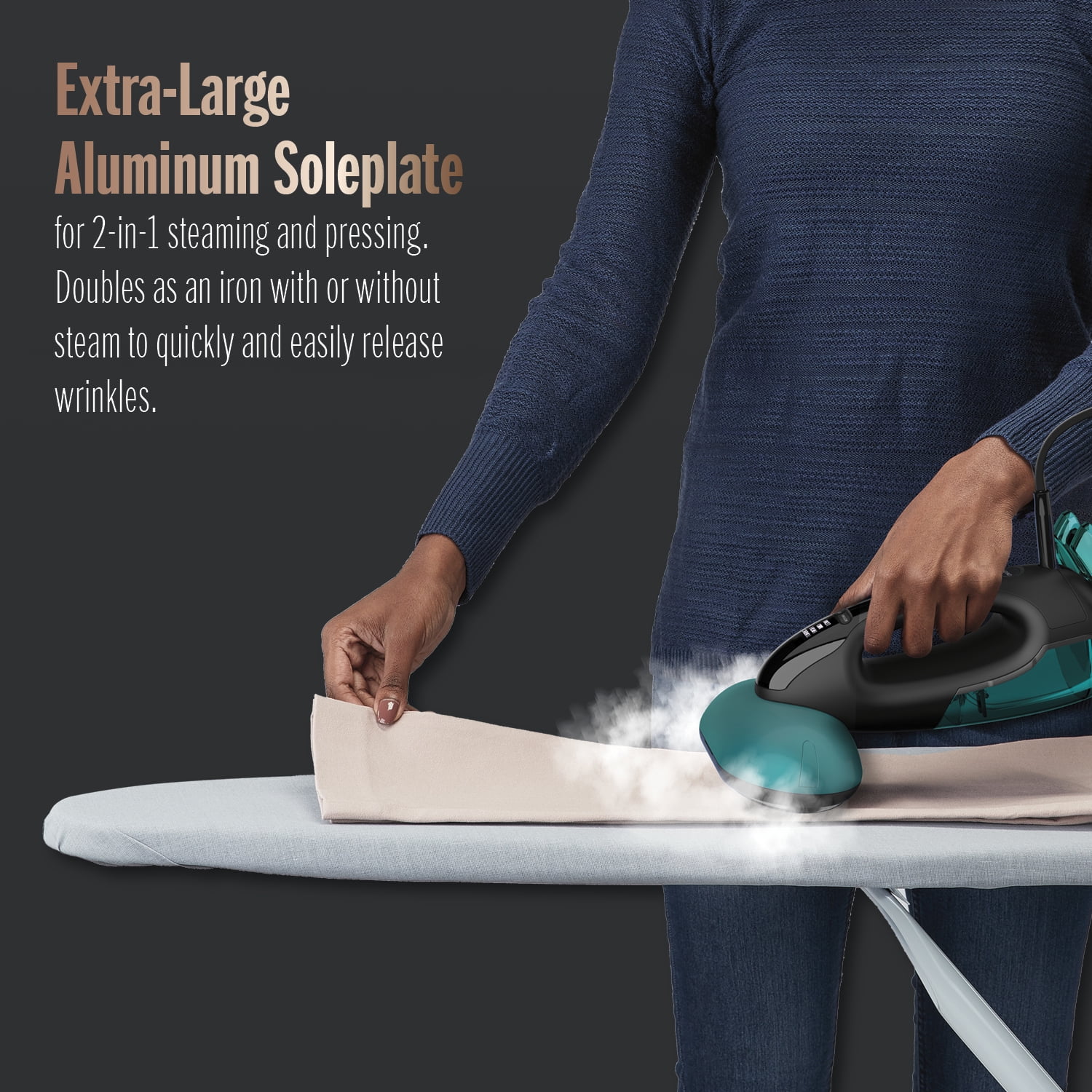 Conair Turbo ExtremeSteam 1875 Watt Handheld Fabric, 2-in-1 Steam and Iron Garment Steamer, One Size, Black/Green GS107 - Image 5