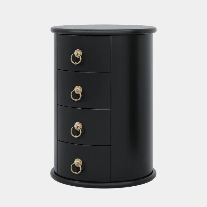 No Assembly Solid Wood End Table, Vintage Round Side Drawers Table