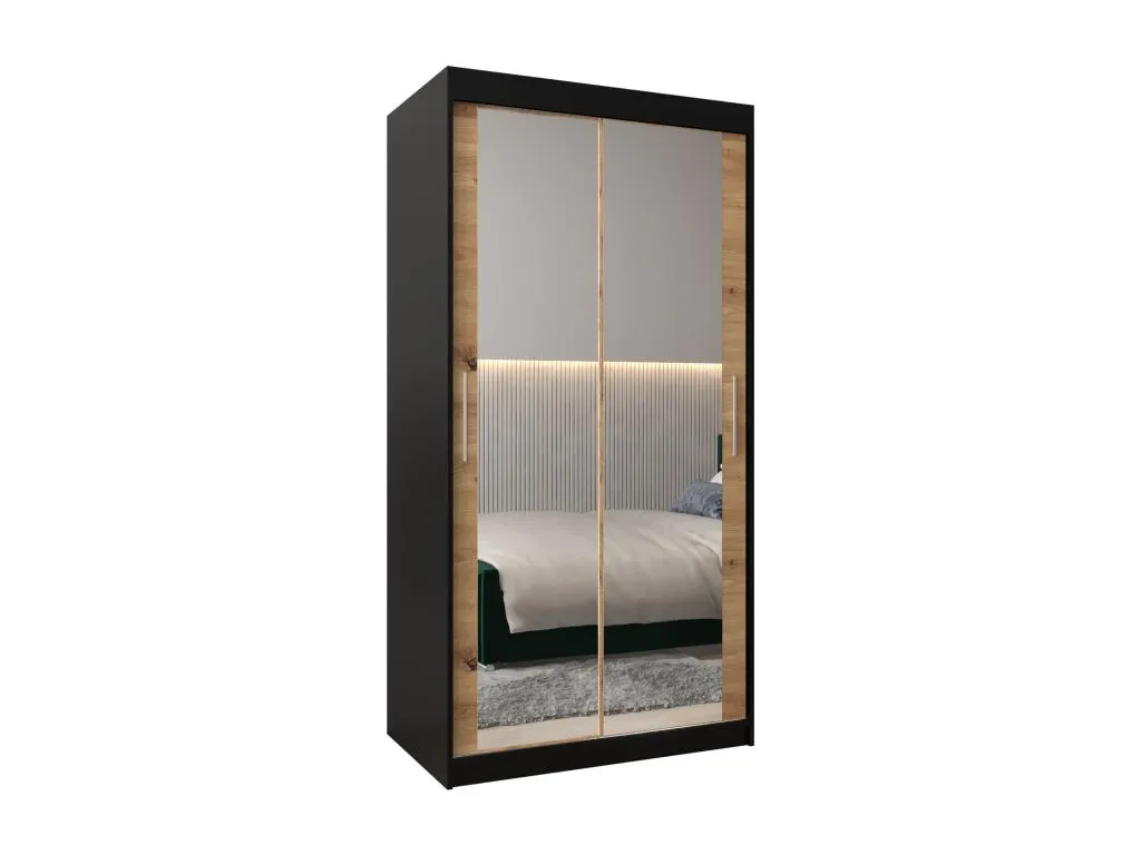 Armario Decounico 3 de puertas correderas 200/100/62 2 puertas (negro/artisan)