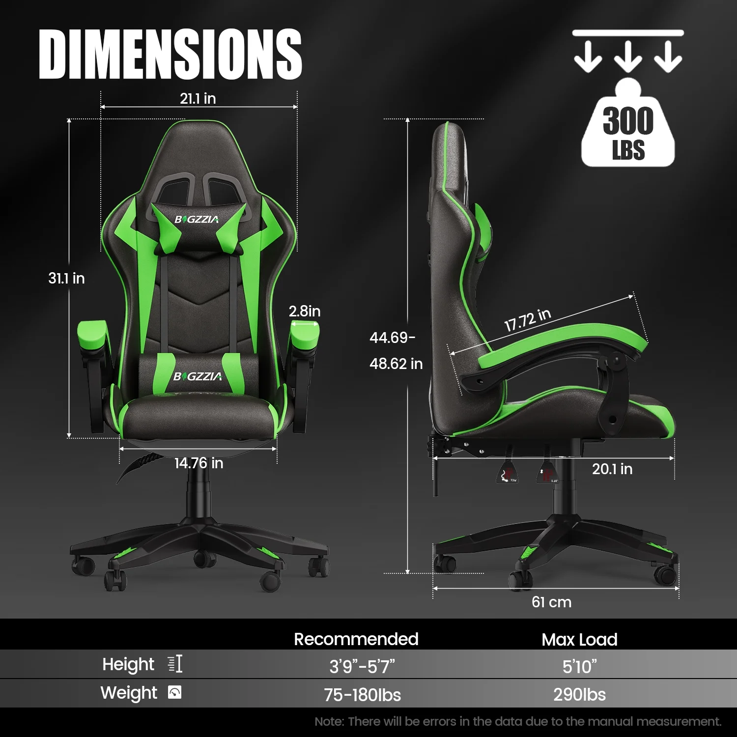 Bigzzia Gaming Chair Office Chair, Ergonomic Game Chair with Height Adjustable Headrest and Lumbar Support for Adults Teens, Black & White - Image 77