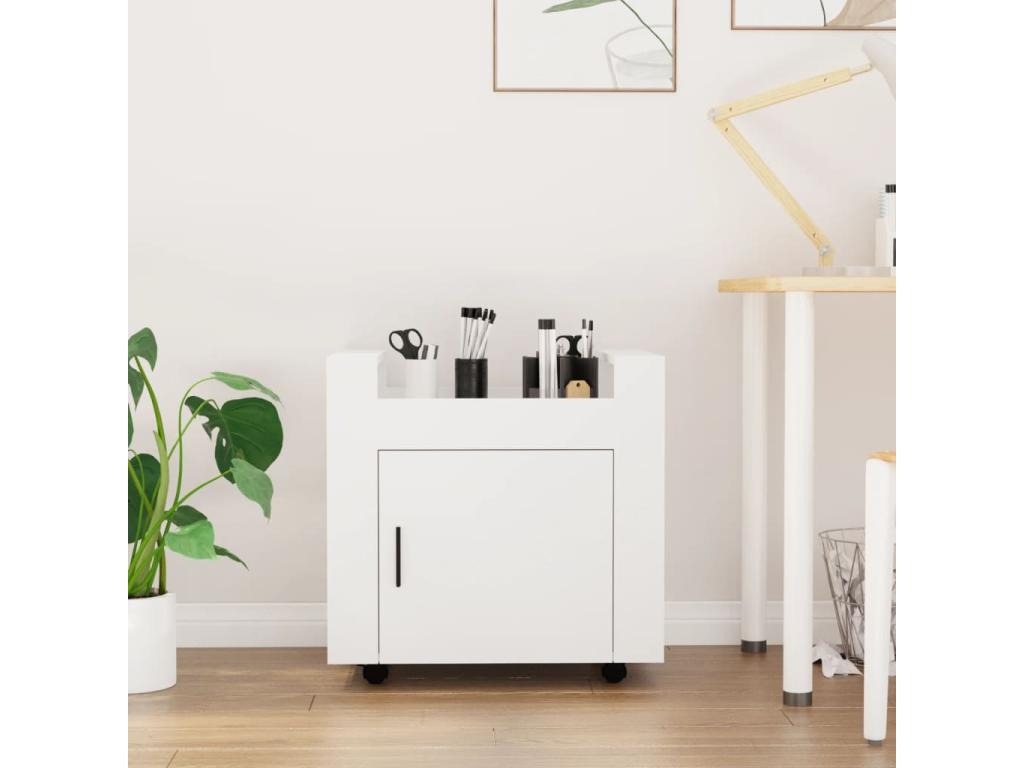 Carrito de escritorio madera contrachapada blanco 60x45x60 cm