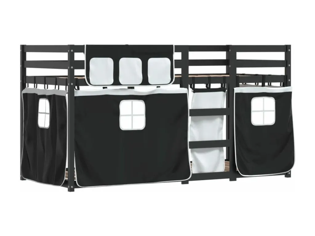 Jmmhogar Litera con cortinas Jmmhogar maciza Jmmhogar blanco y negro 90x200 cm