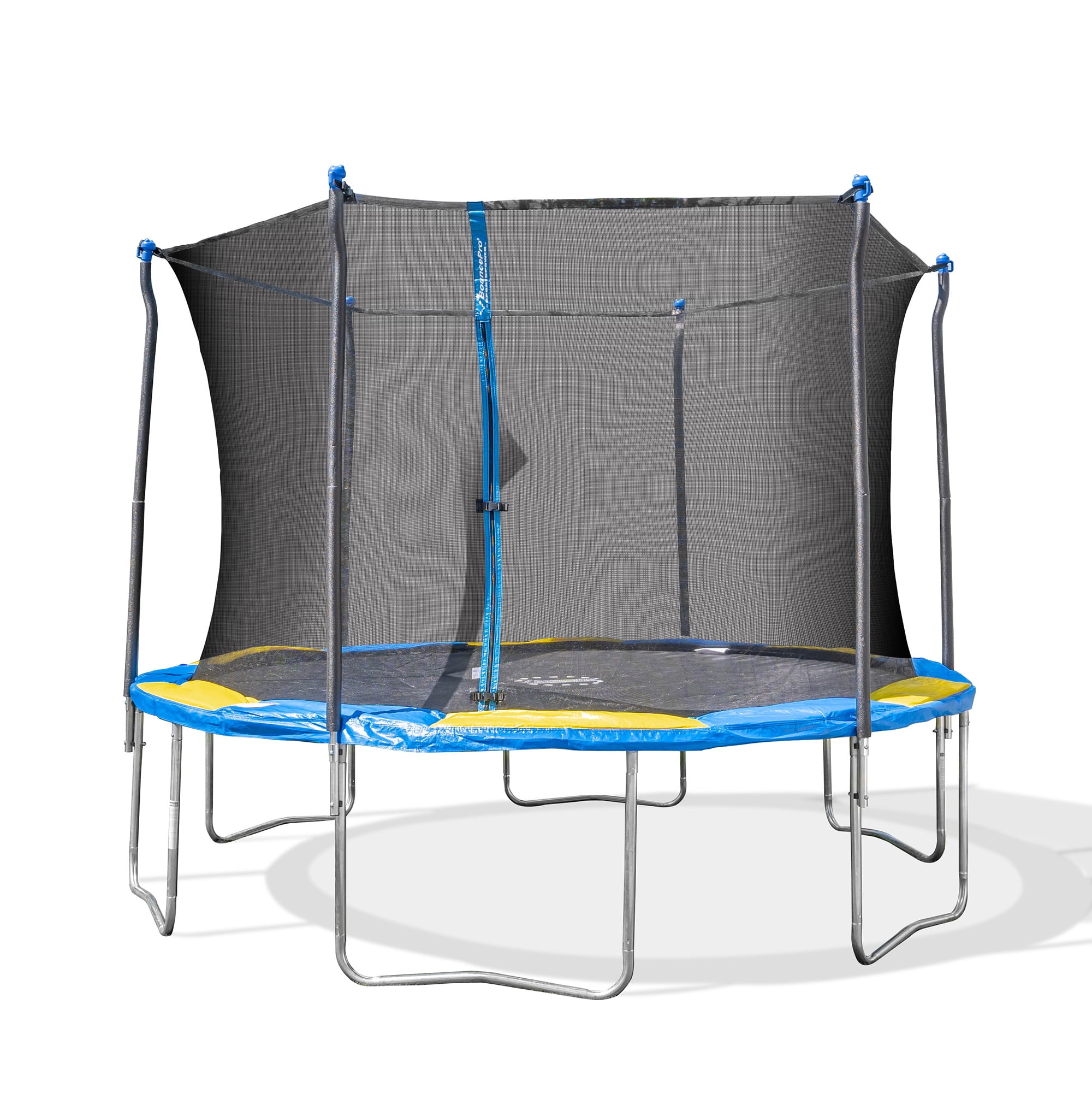 Sportspower Bounce Pro 12' Round Trampoline with Safety - Enclosure in Blue and Yellow(Trampoline)