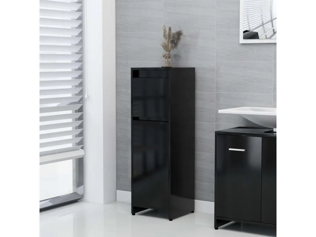 Armario de baño Alkifurniturees contrachapada negro 30x30x95 cm NBKD76024