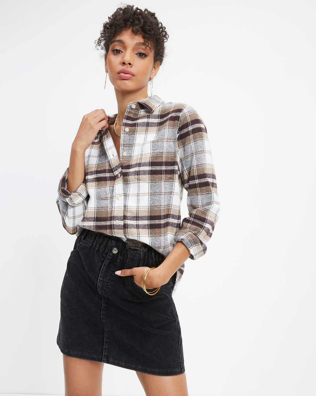 Chad Plaid Button Down Top - Se7enfashion