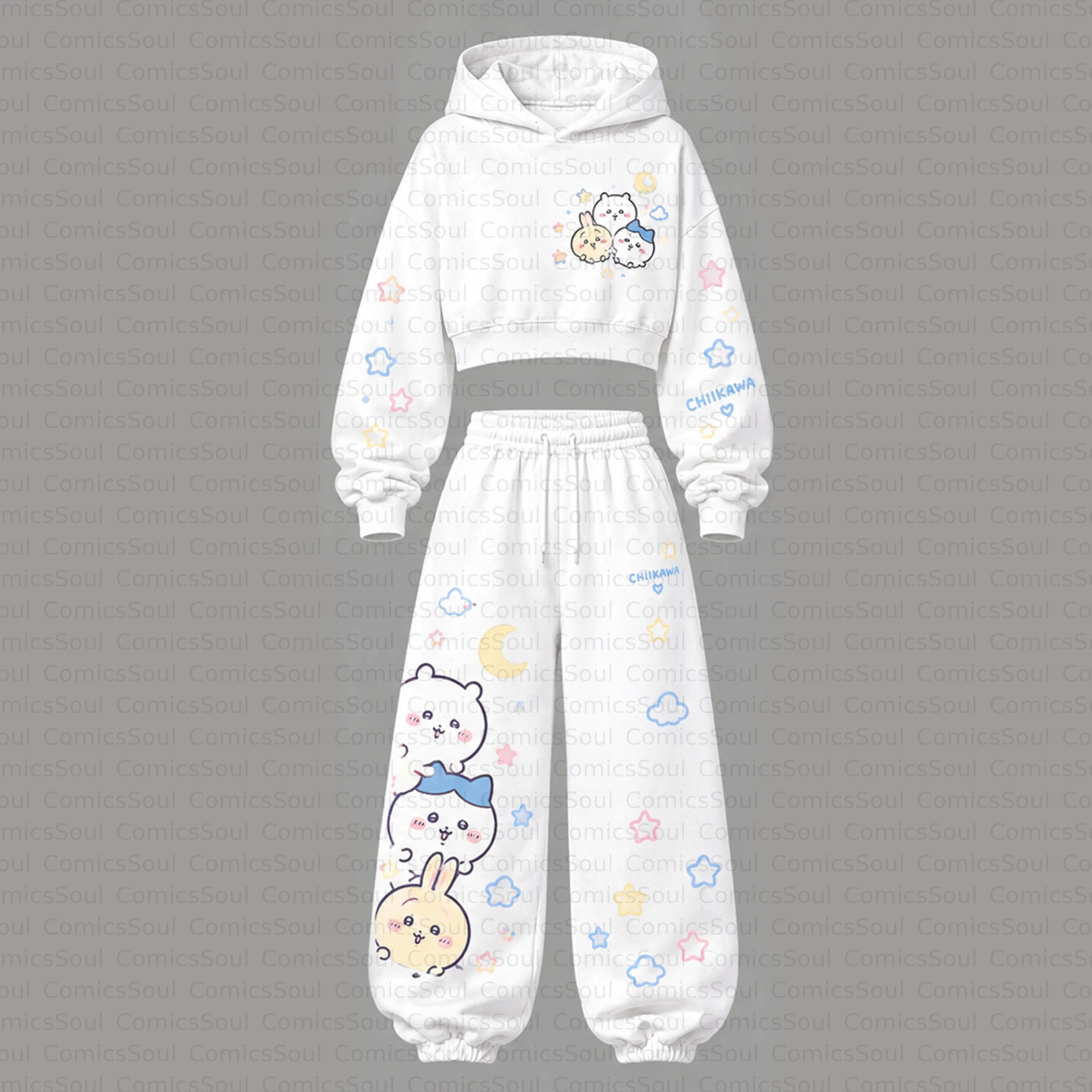 CHIIKAWA Cropped Long Sleeve Hoodie & High Waist Jogger Pants Two Piece TeeThreads Sustain the Scene with Custom Apparel