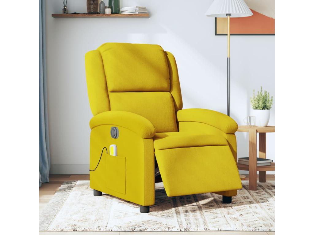 Sillón reclinable de masaje eléctrico terciopelo amarillo